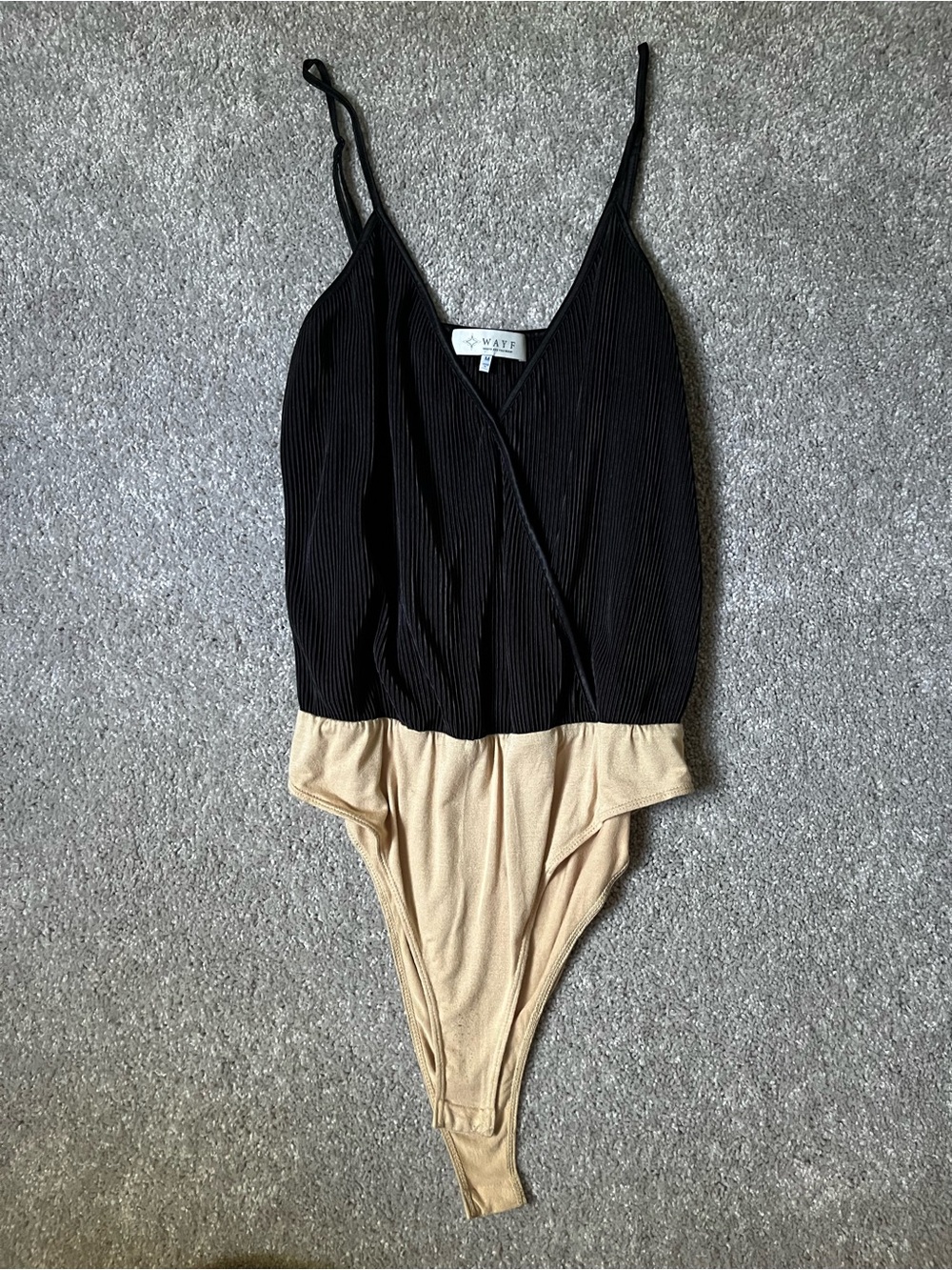 WAYF Black Ribbed One-Piece Bodysuit